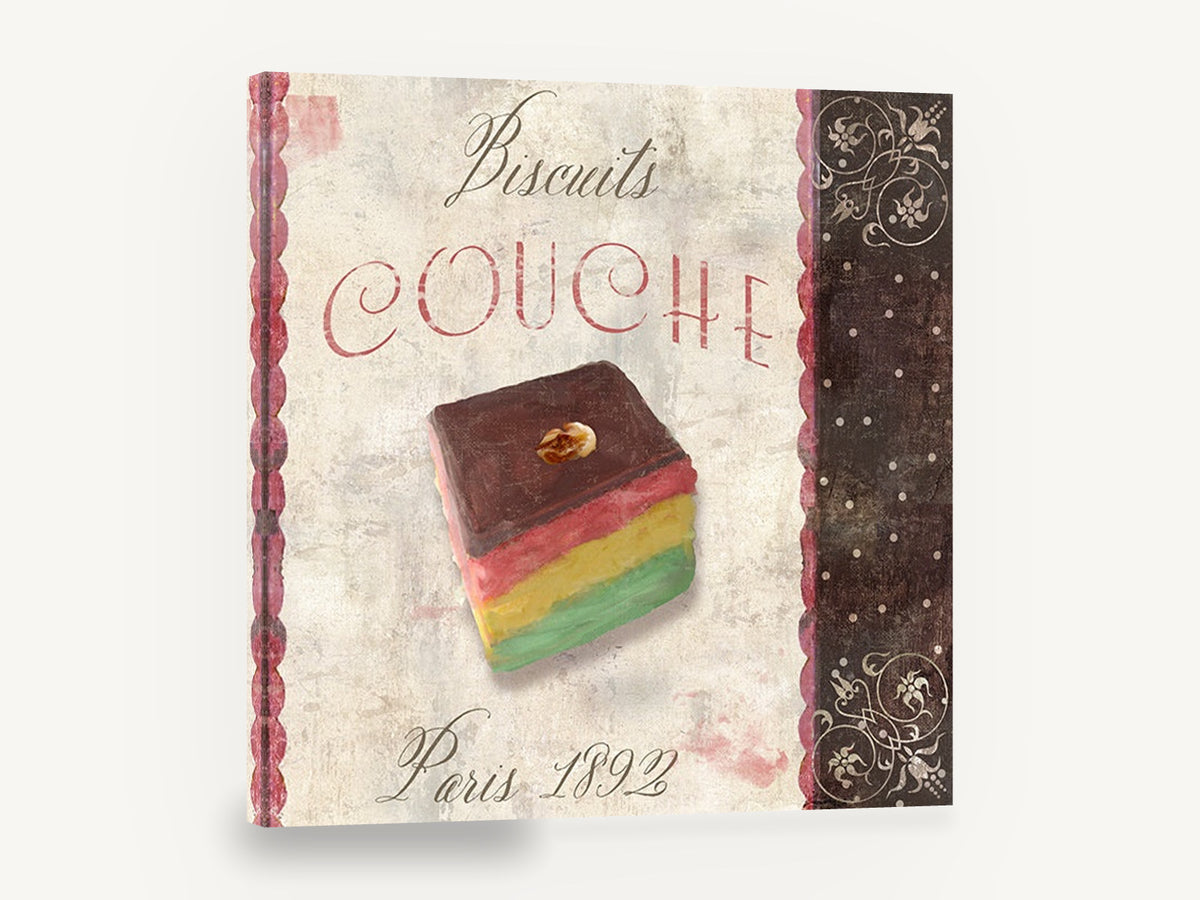 Layered Biscuit Couche, layered biscuit vintage french patisserie, kitchen canvas wall art print ready to hang