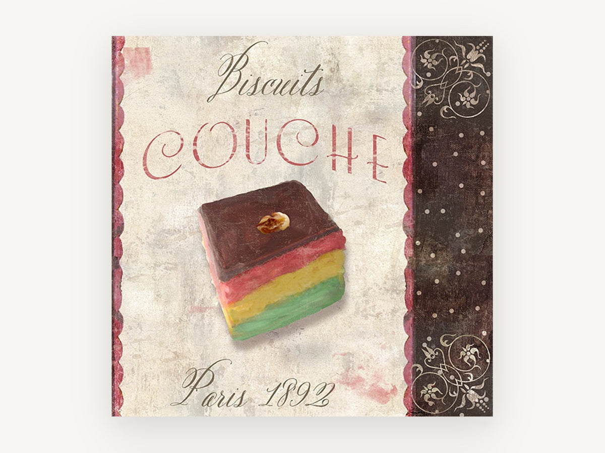 Layered Biscuit Couche, kitchen canvas wall art print, front view