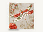 Floral Dragonfly Tapestry, red floral dragonfly botanical illustration, floral canvas wall art print ready to hang