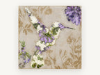 Lilac Tapestry Hummingbird, floral canvas wall art print, front view
