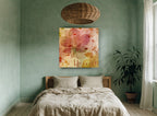 Autumn Harvest Leaves floral canvas print on the wall of a bedroom