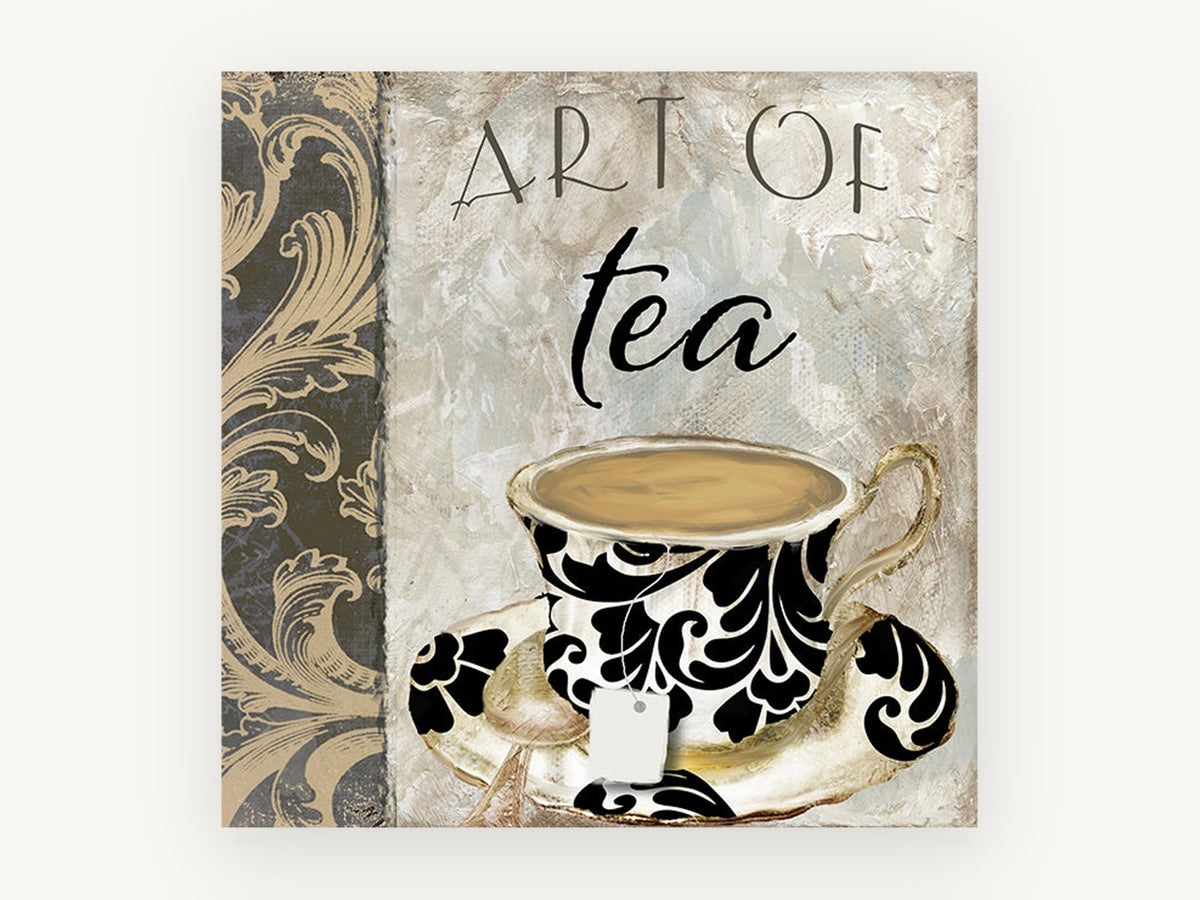 Damask Teacup Study, kitchen canvas wall art print, front view