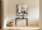 Damask Teacup Study kitchen canvas print on the wall of a hallway