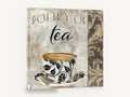 Poetry of Tea Damask, tea cup typography kitchen, kitchen canvas wall art print ready to hang