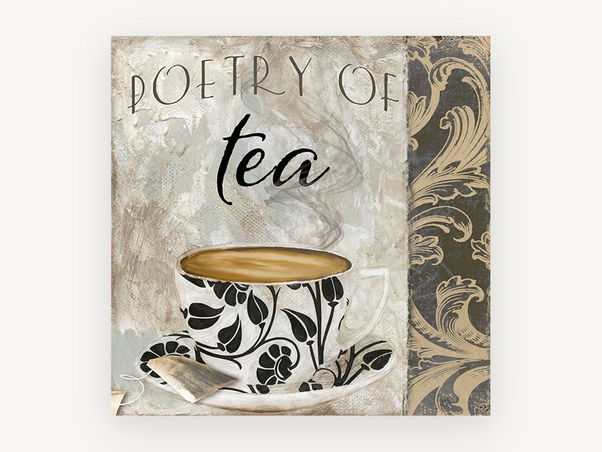 Poetry of Tea Damask, kitchen canvas wall art print, front view