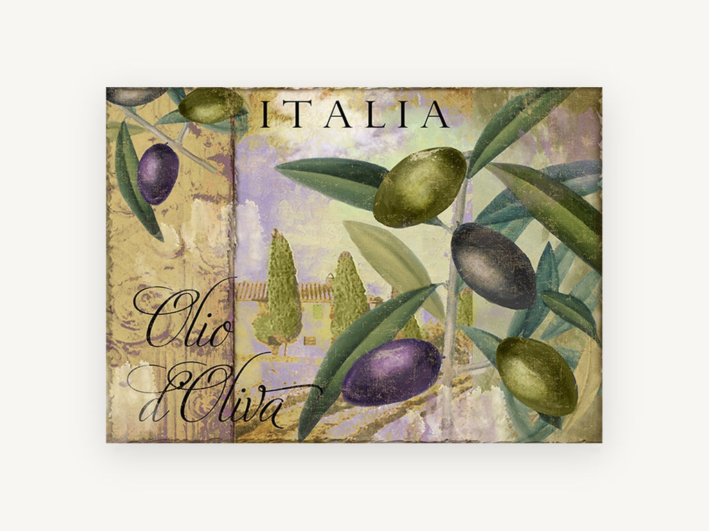 Olive Grove Italia, floral canvas wall art print, front view