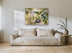 Olive Grove Italia floral canvas print on the wall of a living room