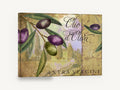 Tuscan Olive Label, olive branch olio d'oliva vintage, floral canvas wall art print ready to hang