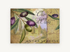 Tuscan Olive Label, floral canvas wall art print, front view