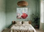 Cajun Clam Chowder Sign coastal canvas print on the wall of a bedroom