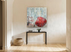 Cajun Clam Chowder Sign coastal canvas print on the wall of a hallway