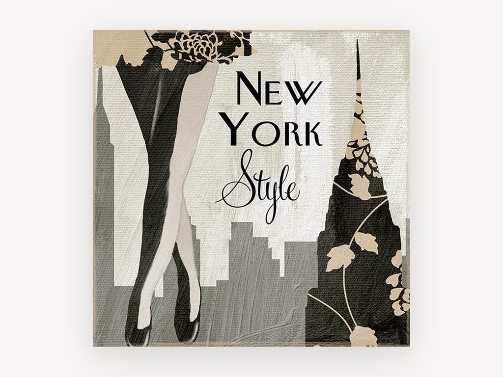 New York Style Legs, new york style fashion skyline, city canvas wall art print, front view
