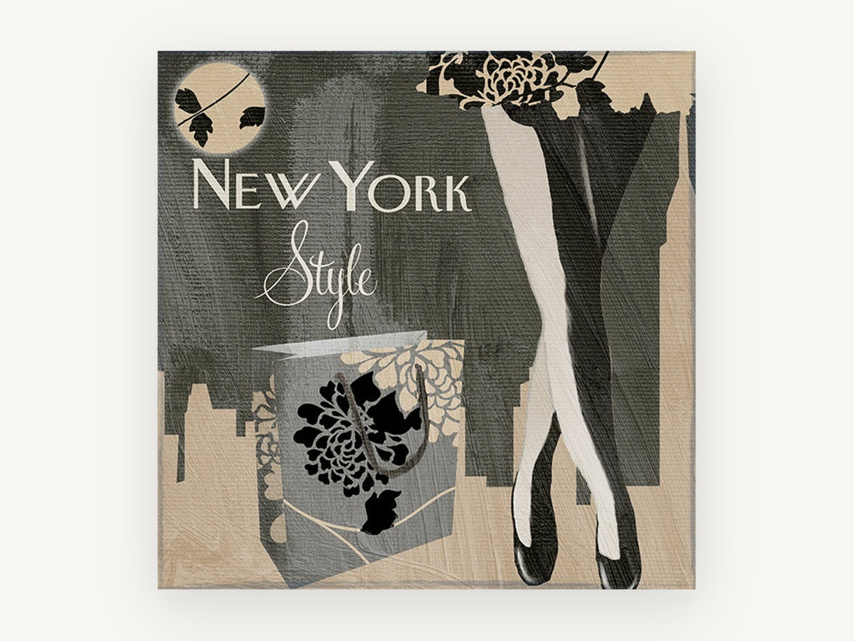 New York Style Fashion, new york style fashion illustration, city canvas wall art print, front view