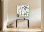 Lilac Gladioli Meadow floral canvas print on the wall of a hallway