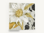 Ivory Sunflower Damask, white sunflower black floral pattern, floral canvas wall art print ready to hang