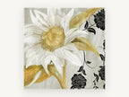 Ivory Sunflower Damask, floral canvas wall art print, front view