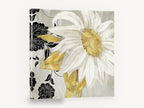 White Daisy Silhouettes, white daisy black floral pattern, floral canvas wall art print ready to hang