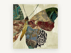 Patchwork Brocade Butterfly, floral canvas wall art print, front view