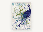 Swirling Peacock Plume, art nouveau peacock illustration, animal canvas wall art print, front view