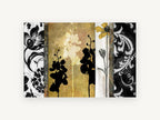 Gilded Orchid Panels, floral canvas wall art print, front view