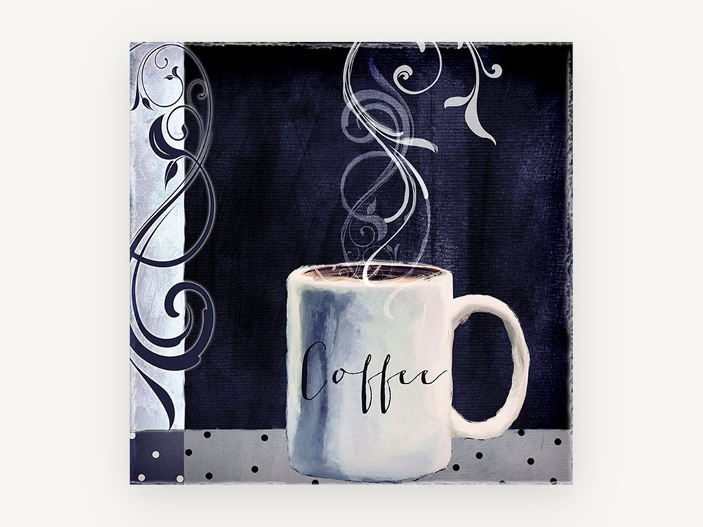 Midnight Blue Coffee Mug, kitchen canvas wall art print, front view