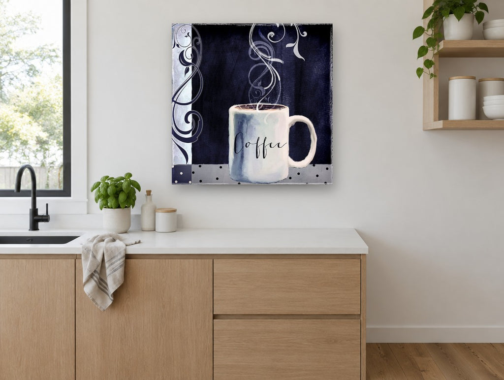 Midnight Blue Coffee Mug kitchen canvas print on the wall of a kitchen