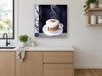 Midnight Latte Swirl kitchen canvas print on the wall of a kitchen
