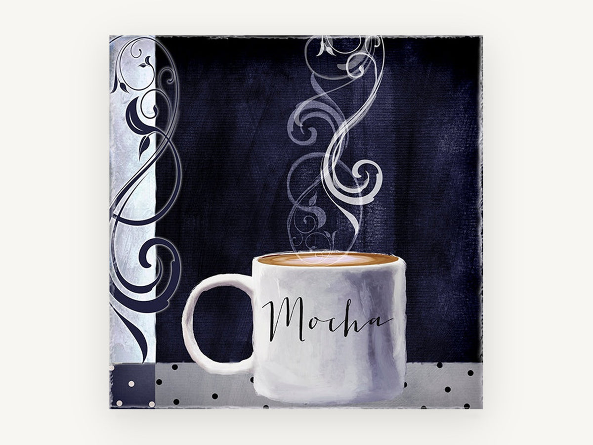 Midnight Mocha Mug, kitchen canvas wall art print, front view