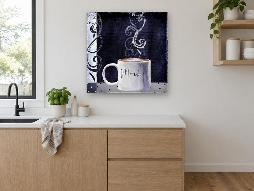 Midnight Mocha Mug kitchen canvas print on the wall of a kitchen