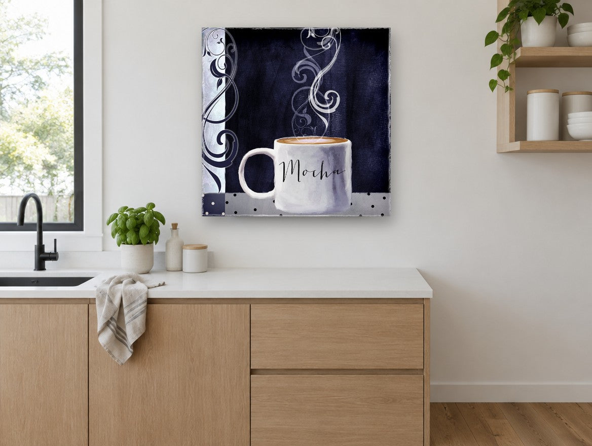 Midnight Mocha Mug kitchen canvas print on the wall of a kitchen