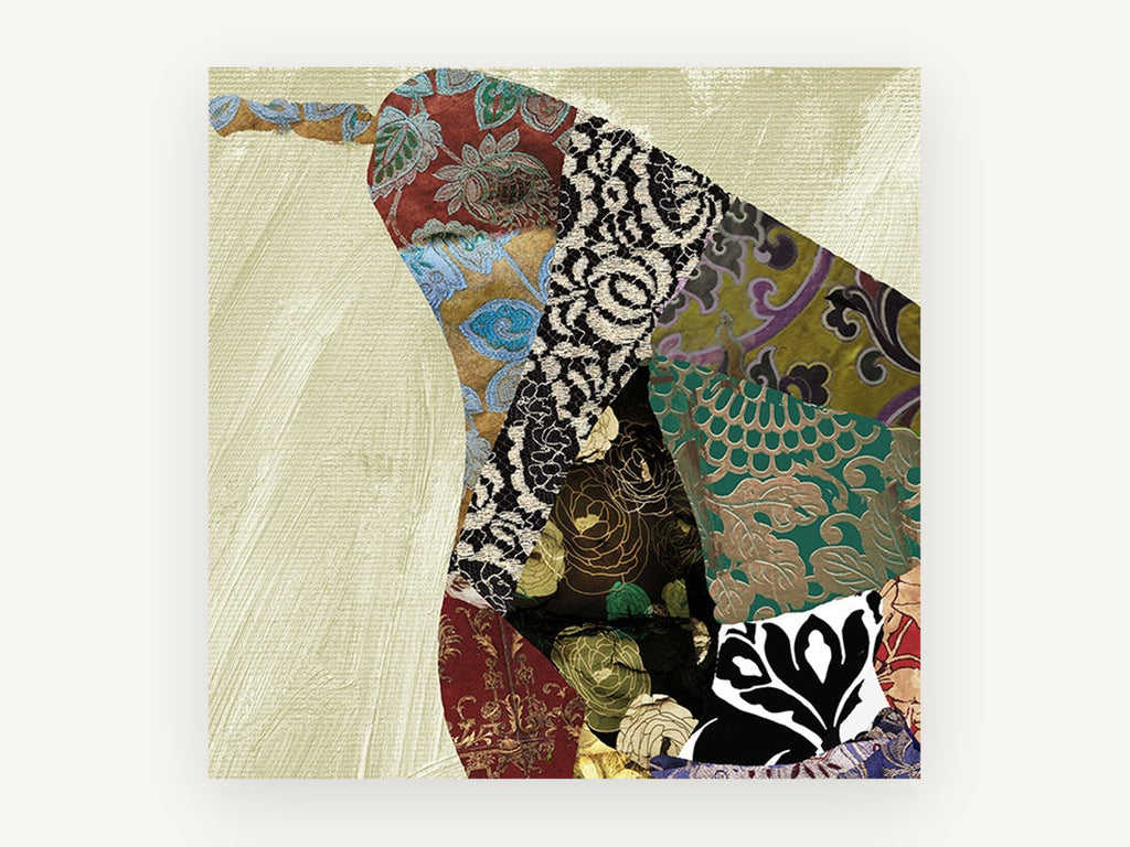 Brocade Pear Patchwork, kitchen canvas wall art print, front view