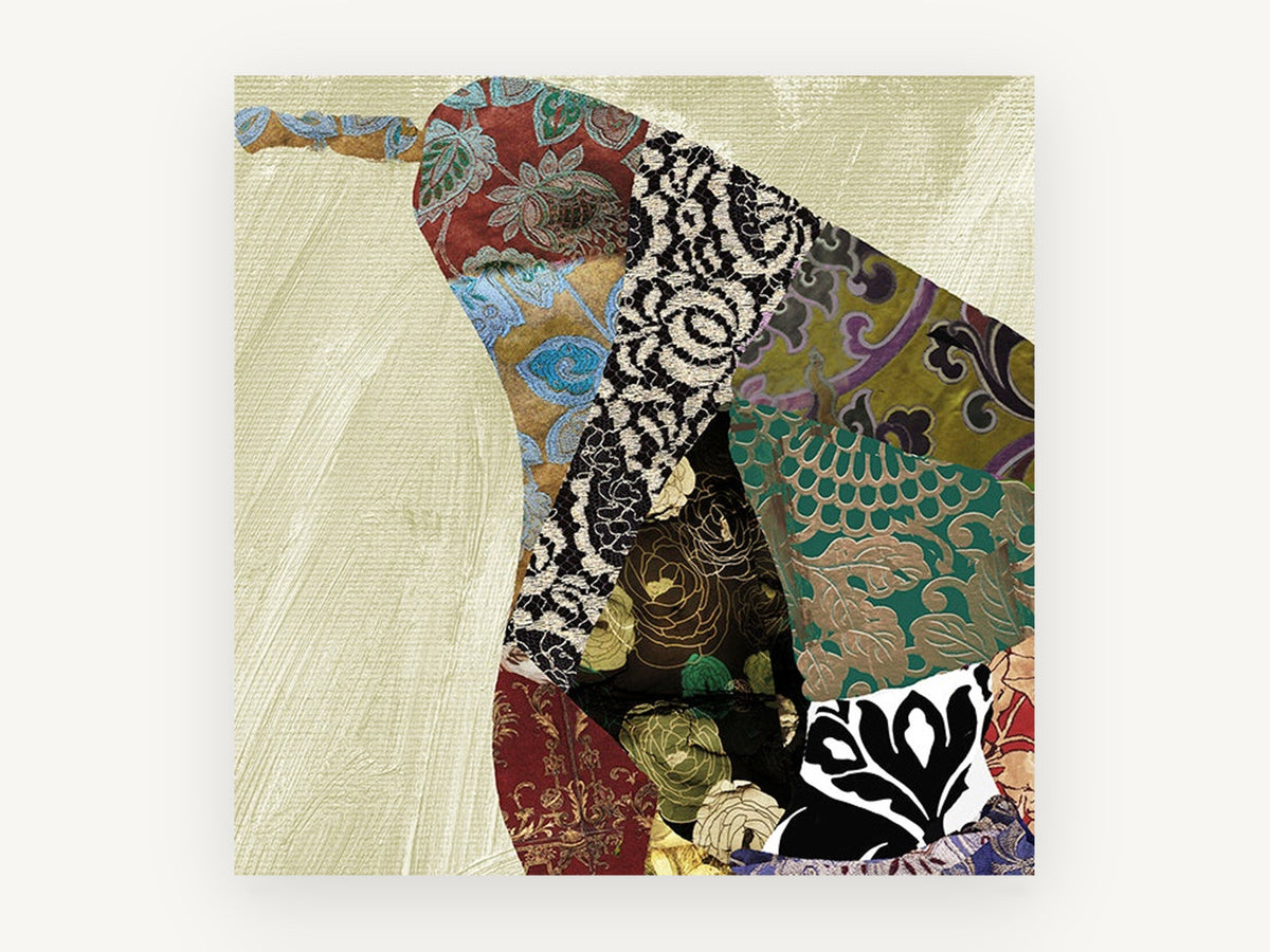 Brocade Pear Patchwork, kitchen canvas wall art print, front view