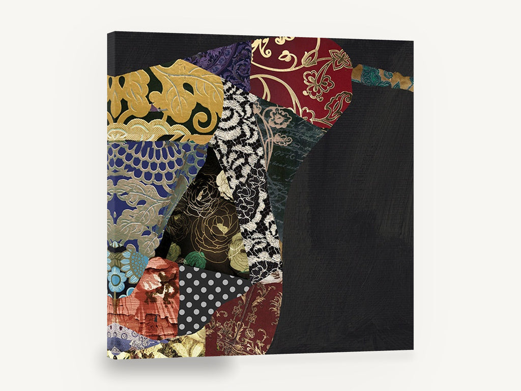 Brocade Pear Patchwork, pear patchwork collage pattern kitchen, kitchen canvas wall art print ready to hang