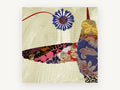 Patchwork Hummingbird, floral canvas wall art print, front view