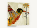 Patchwork Hummingbird Bloom, patchwork hummingbird floral collage, floral canvas wall art print ready to hang