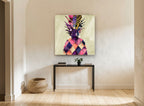 Patchwork Pineapple Crown kitchen canvas print on the wall of a hallway