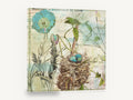 Poppy and Nest Collage, blue poppy bird nest botanical collage, floral canvas wall art print ready to hang