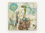 Poppy and Nest Collage, floral canvas wall art print, front view