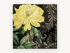 Yellow Peony Noir, floral canvas wall art print, front view