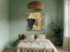 Grenache Rosso Vineyard floral canvas print on the wall of a bedroom
