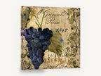 Grenache Rosso Vineyard, purple grape vintage wine label, floral canvas wall art print ready to hang