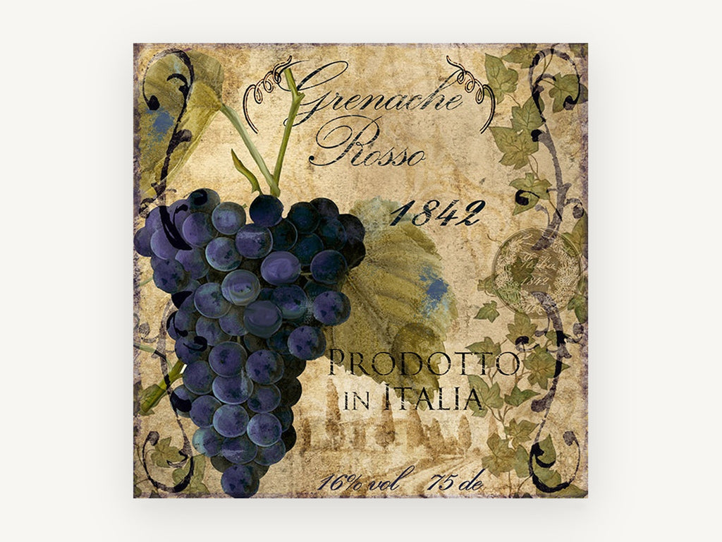 Grenache Rosso Vineyard, floral canvas wall art print, front view