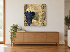 Grenache Rosso Vineyard floral canvas print on the wall of a living room above a sideboard