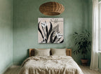 Saffron Crocus Study floral canvas print on the wall of a bedroom