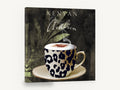Leopard Cup Kenyan Brew, leopard print coffee cup kitchen, kitchen canvas wall art print ready to hang