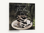 Zebra Stripe Peaberry, zebra print coffee cup typography, kitchen canvas wall art print ready to hang