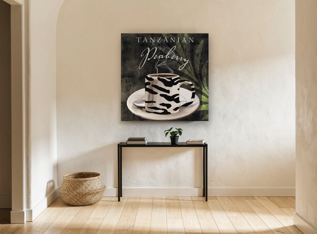 Zebra Stripe Peaberry kitchen canvas print on the wall of a hallway