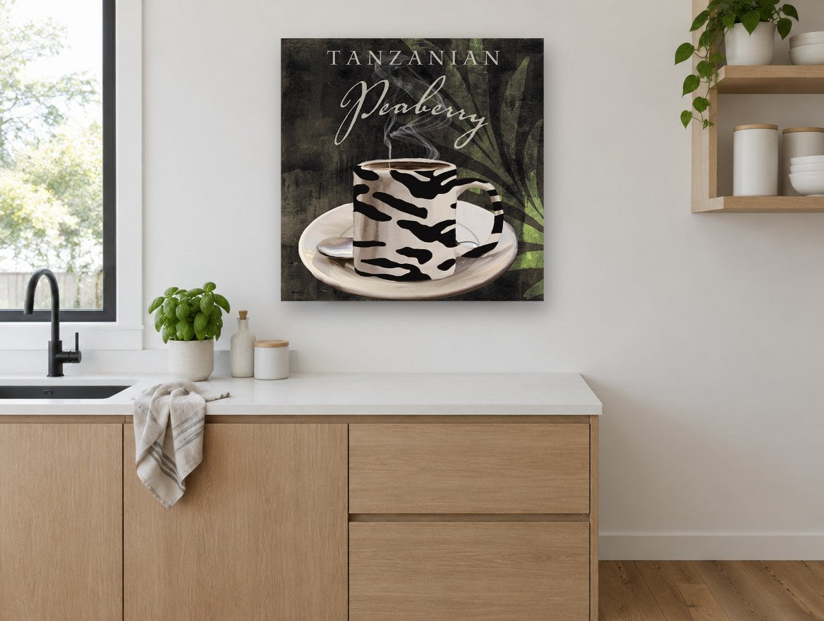 Zebra Stripe Peaberry kitchen canvas print on the wall of a kitchen