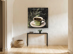 Ethiopian Giraffe Cup kitchen canvas print on the wall of a hallway