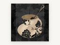 Damask Teacup Noir, kitchen canvas wall art print, front view